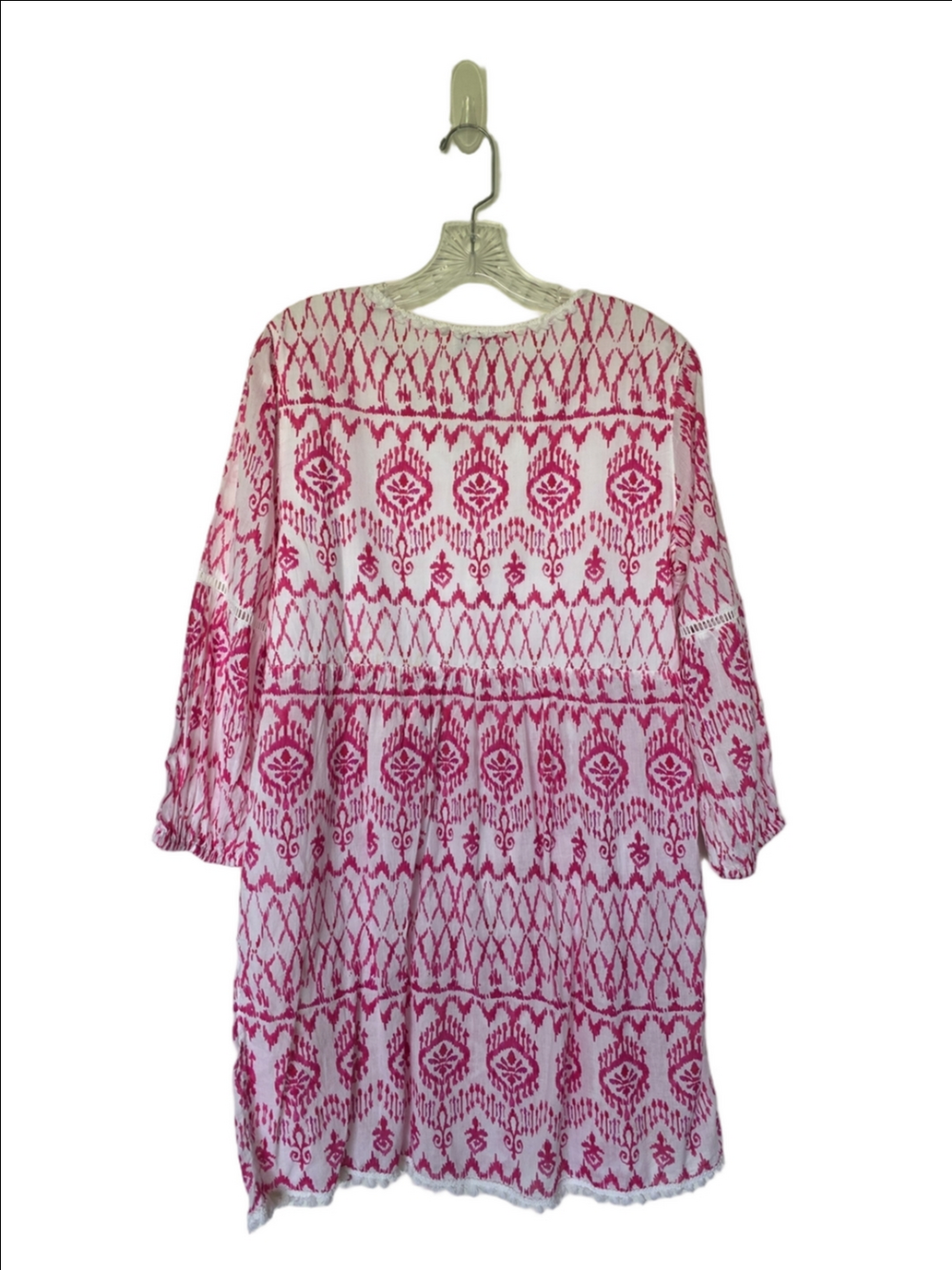 Tommy Bahama 100% Cotton White Pink Printed Swim Coverup Tunic Tribal - Picture 8 of 8